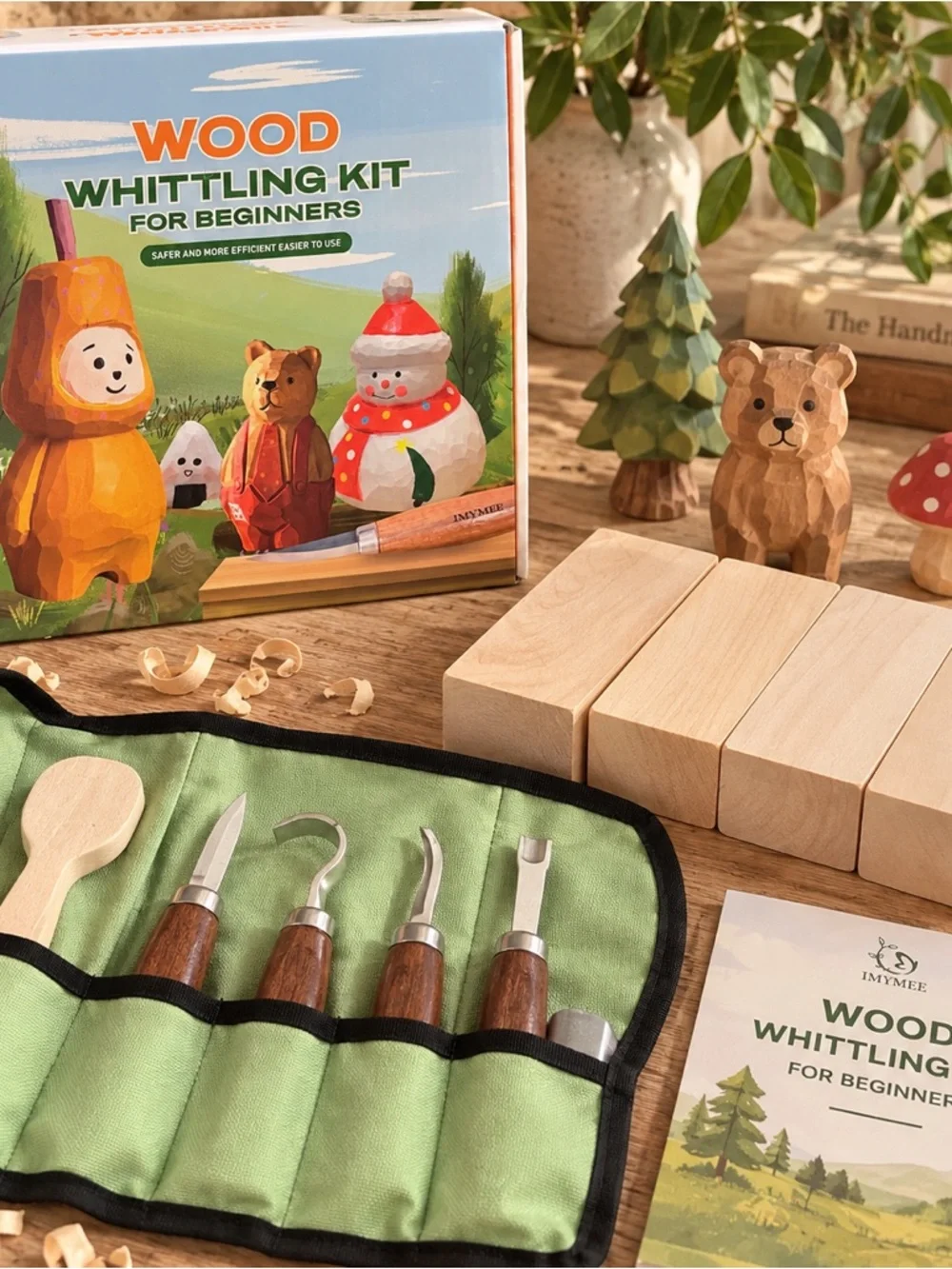 IMYMEE Wood Whittling Kit for Beginners Carving Tools Wood Blocks Craft Set